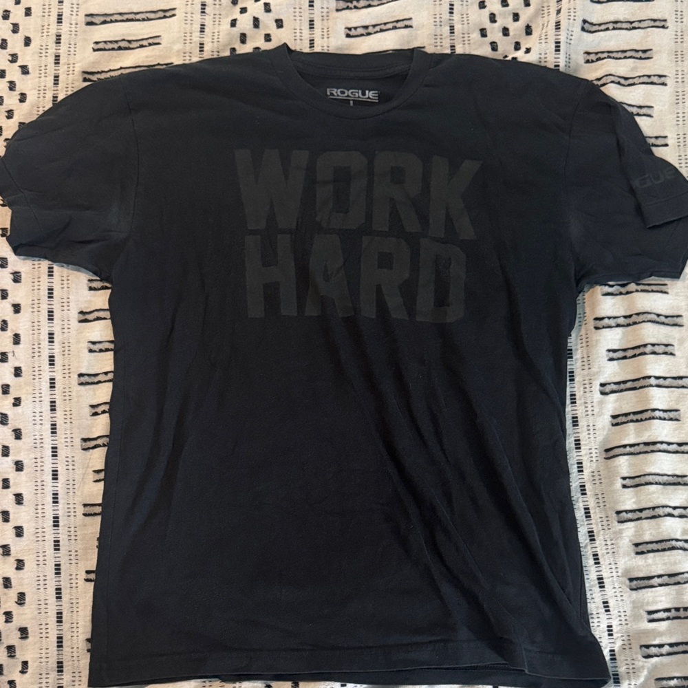 Rogue Fitness “Work Hard” Black Graphic Men's Tee - Large